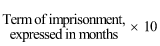 Start formula Term of imprisonment, expressed in months times 10 end formula